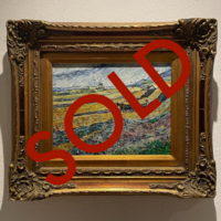 Afgesloten Veld met Ploeger ingelijste Van Gogh reproductie, geschilderd in olieverf op doek
