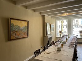 Olijfbomen met Gele Hemel en Zon Keizer Culinair, geschilderd in olie op doek