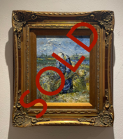 De Schovenbindster ingelijste Van Gogh reproductie, geschilderd in olieverf op doek