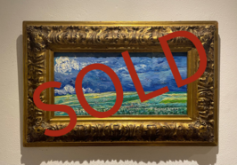 Korenvelden onder Onweerslucht ingelijste Van Gogh reproductie, geschilderd in olieverf op doek