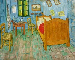 De Slaapkamer Chicago, Van Gogh reproductie, geschilderd in olieverf op doek