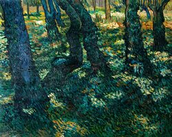 Kreupelhout Van Gogh reproductie, geschilderd in olieverf op doek