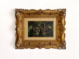 De Aardappeleters ingelijste Van Gogh replica, geschilderd in olieverf op doek