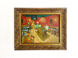 Het Nachtcafé Van Gogh ingelijste reproductie, geschilderd in olieverf op doek