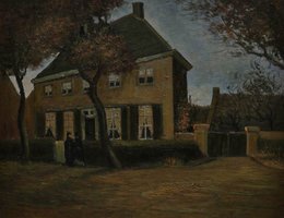 De Pastorie te Nuenen Van Gogh reproductie, geschilderd in olieverf op doek
