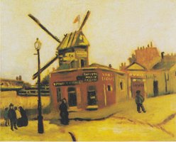 De Moulin de la Galette, Van Gogh reproductie, geschilderd in olieverf op doek
