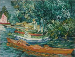 Oevers van de Oise bij Auvers Van Gogh reproductie, geschilderd in olieverf op doek